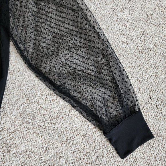 NWT Calvin Klein Black Long Sleeve Sheer Mesh Polka Dot Blouse Size M - Picture 5 of 9